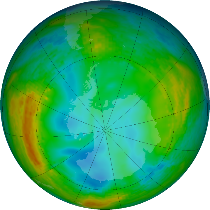 Antarctic ozone map for 18 July 1990